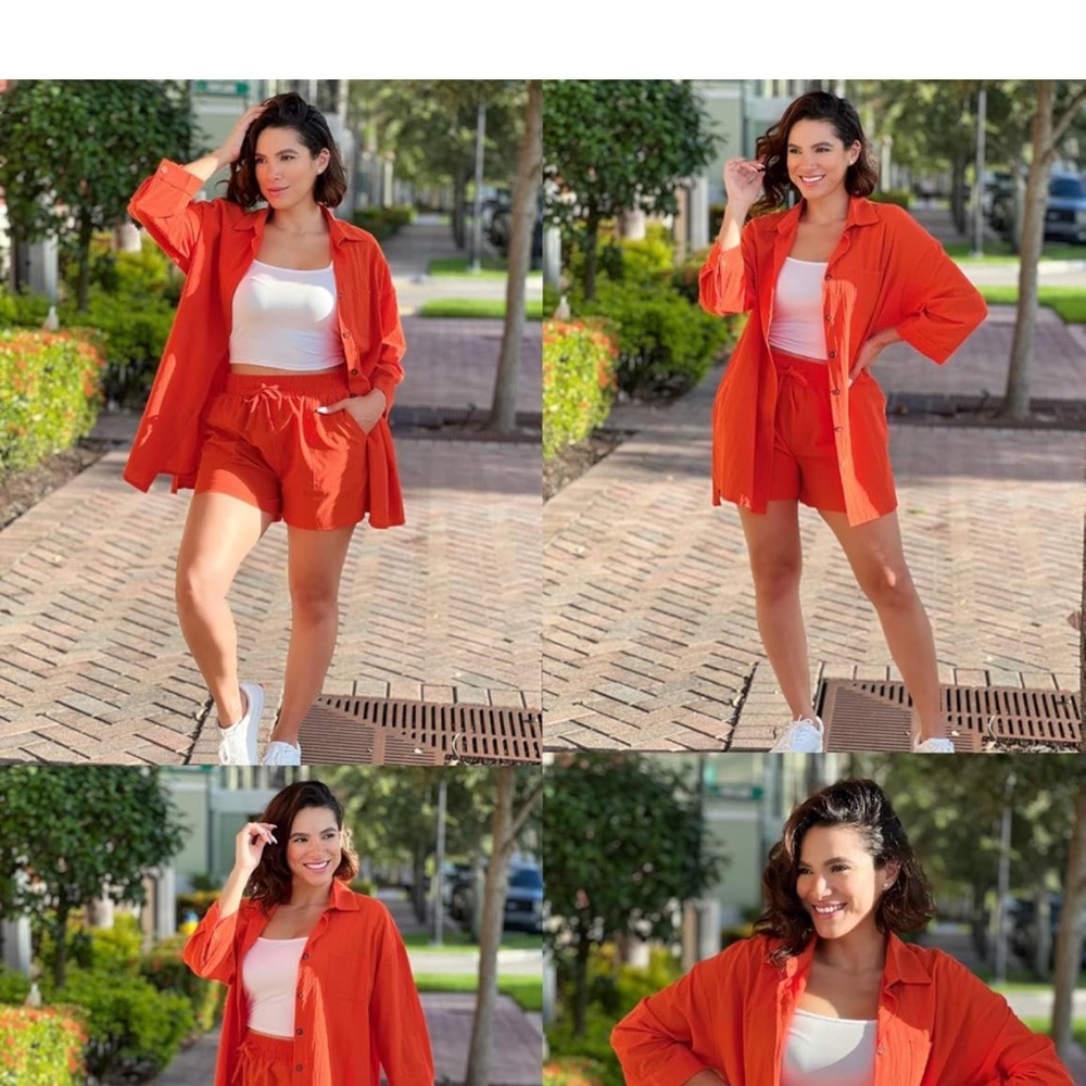 Bright Orange 2 pc Shirt and Shorts Set